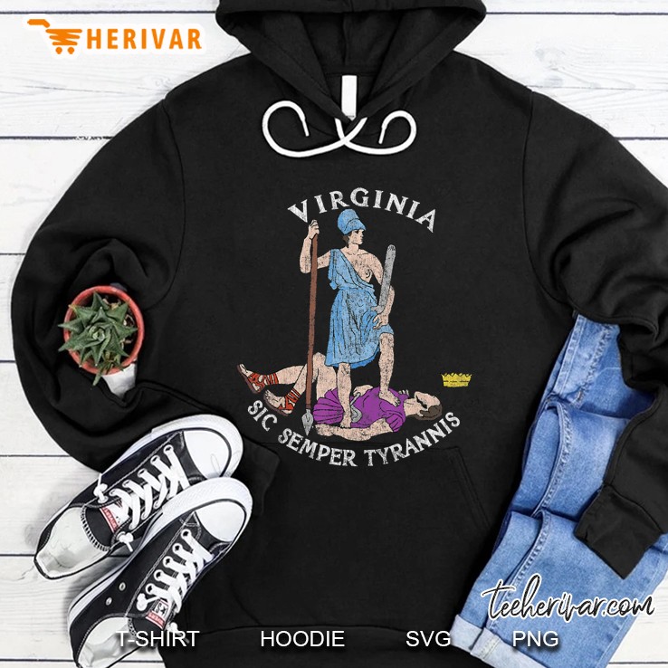 Vintage Seal Of Virginia Sic Semper Tyrannis Hoodie