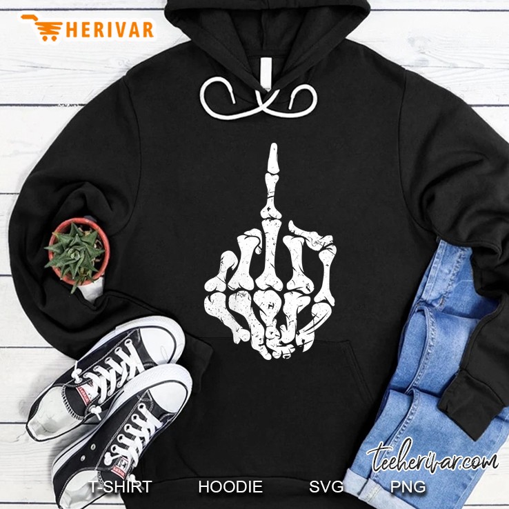 Womens Offensive Biker Middle Finger Skull Hoodie