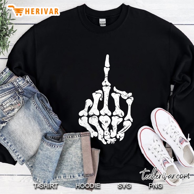 Womens Offensive Biker Middle Finger Skull Sweatshirt