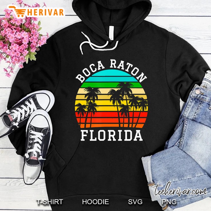 Boca Raton Florida Palm Trees Sunset Matching Vacation Hoodie