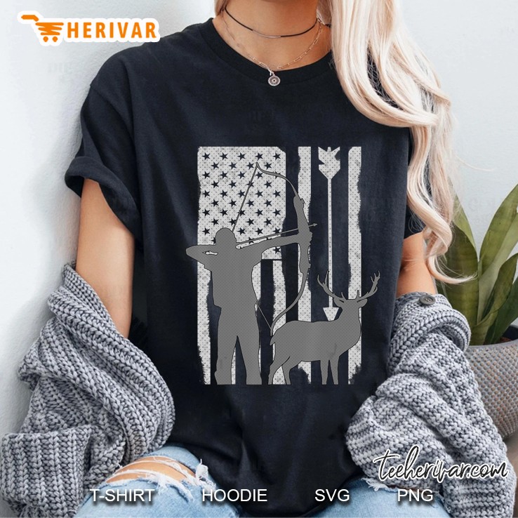 Bow Hunting Usa Flag American Deer Hunters Archery Men Women Ladies Tee