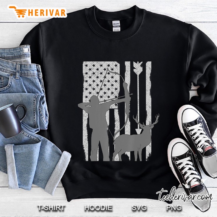 Bow Hunting Usa Flag American Deer Hunters Archery Men Women Sweatshirt