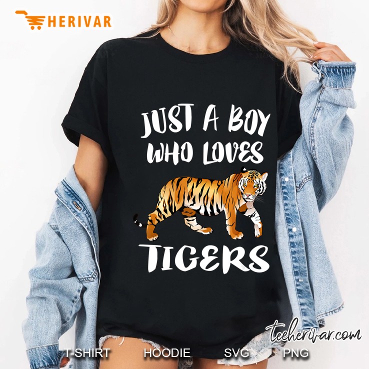 Just A Boy Who Loves Tigers Tiger Animal Lover Gift Ladies Tee