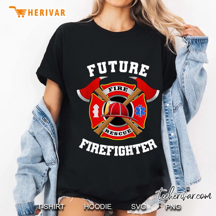 Kids Future Firefighter Fireman Rescue Birthday Ladies Tee