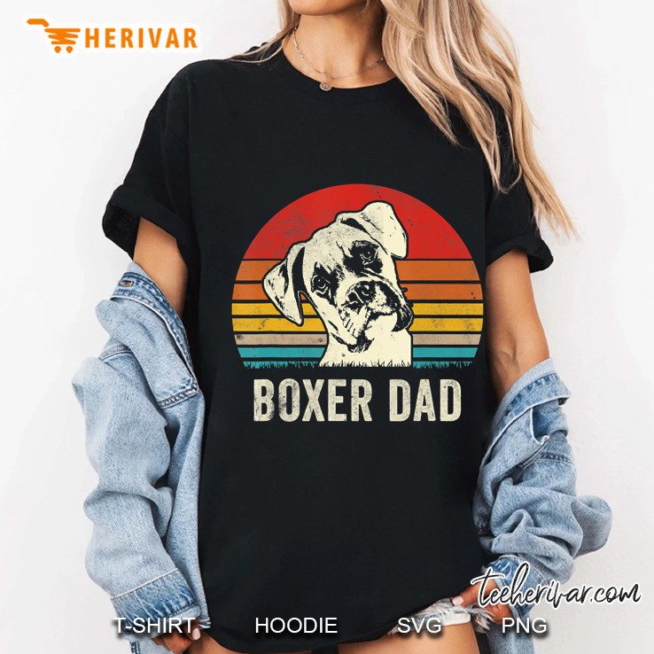 Mens Vintage Boxer Dad Ever Daddy Gifts Dog Dad Father Ladies Tee