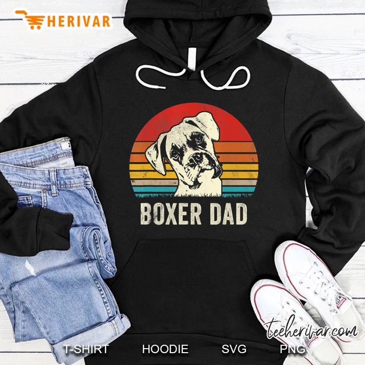 Mens Vintage Boxer Dad Ever Daddy Gifts Dog Dad Father Hoodie