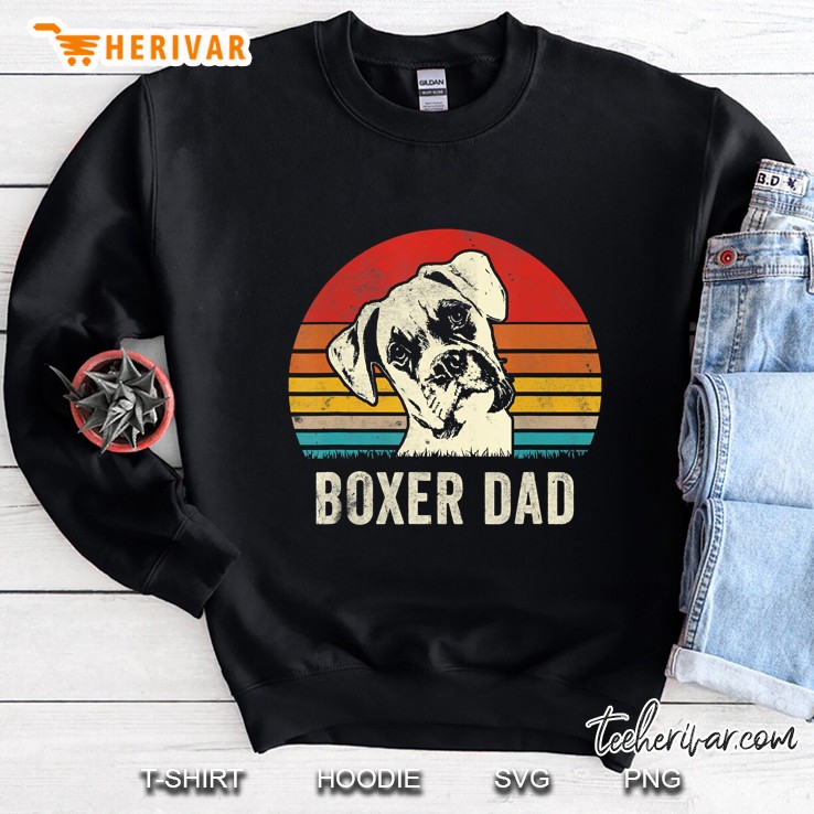 Mens Vintage Boxer Dad Ever Daddy Gifts Dog Dad Father Sweatshirt