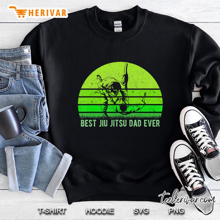 Mens Vintage Retro Best Jiu Jitsu Dad Ever Funny Dadfather