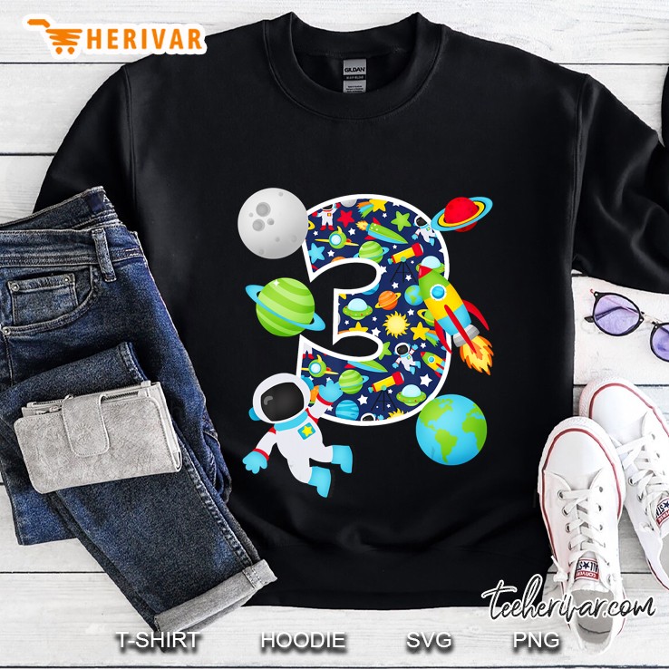 Outer Space 3 Year Old 3Rd Birthday Party Solar System Sweatshirt