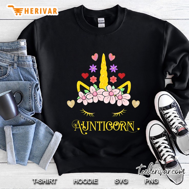 Unicorn Aunt Floral Bouquet Aunticorn Sweatshirt