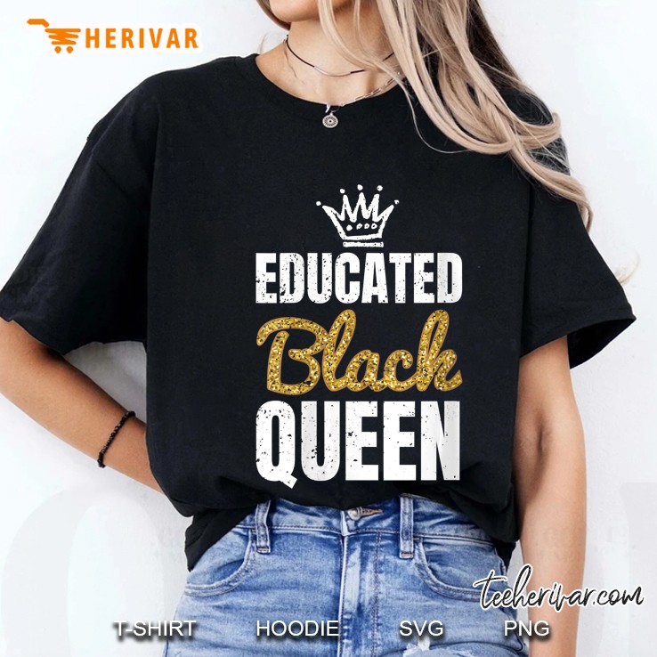 Womens Black Educated Queen Shirt, African American Pride Apparel Ladies Tee
