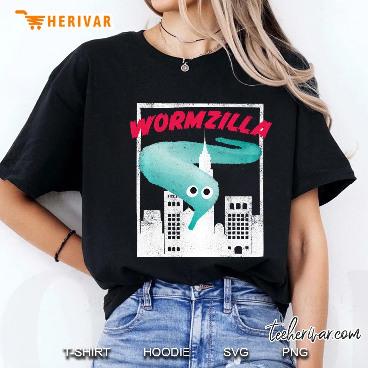Worm On A String Meme Wormzilla Retro Japanese Style Pullover Ladies Tee