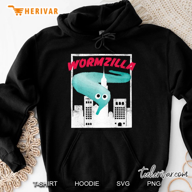 Worm On A String Meme Wormzilla Retro Japanese Style Pullover Hoodie