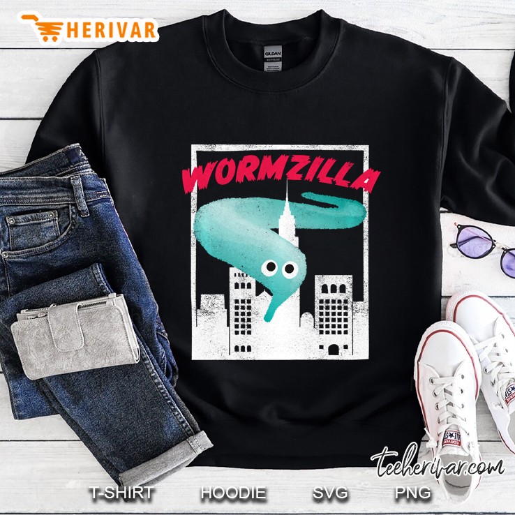Worm On A String Meme Wormzilla Retro Japanese Style Pullover Sweatshirt
