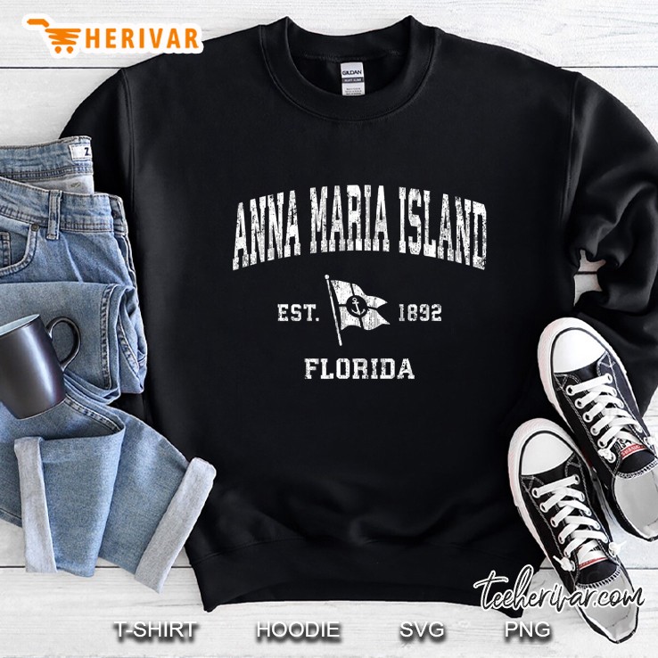Anna Maria Island Fl Vintage Nautical Boat Anchor Flag Sweatshirt