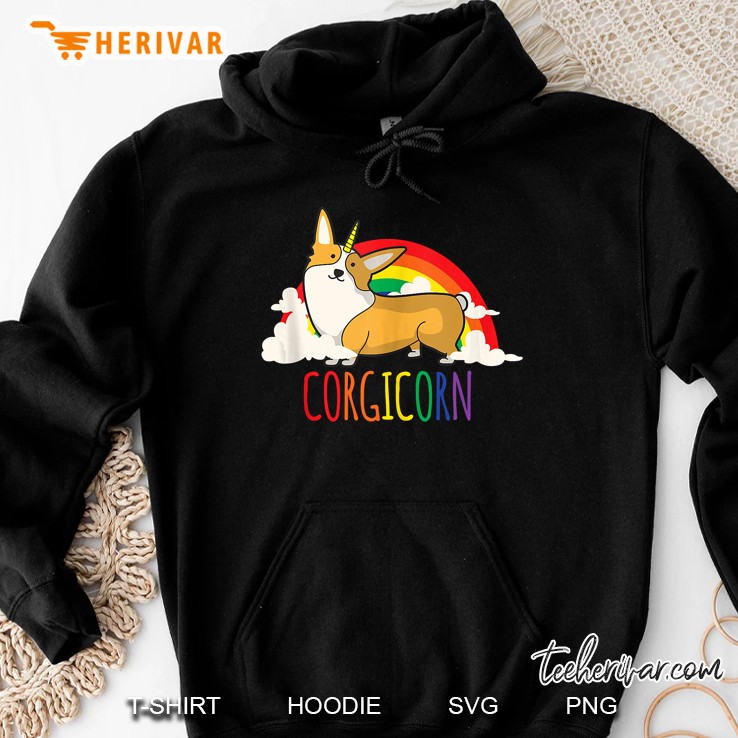 Corgi Unicorn Dog Rainbow Funny Corgicorn Gift Hoodie