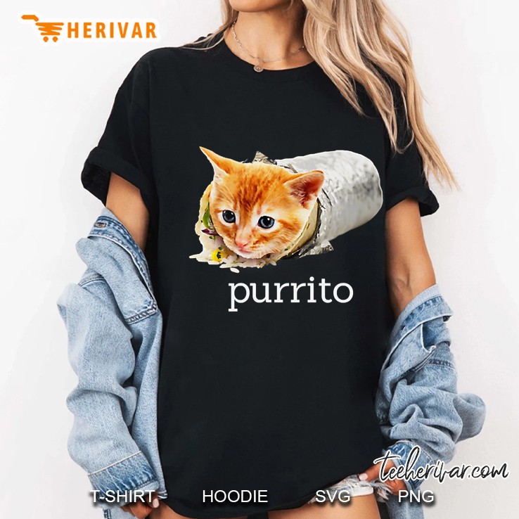 Cute Funny Kitty Cat Purrito Burrito Pun Ladies Tee