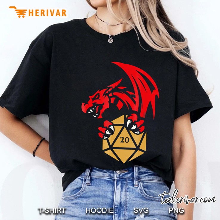 Dragon With D20 Dice Polyhedral Dice Collector Shirt Ladies Tee