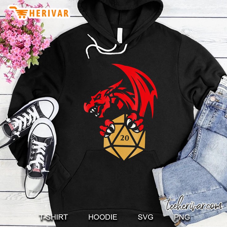 Dragon With D20 Dice Polyhedral Dice Collector Shirt Hoodie
