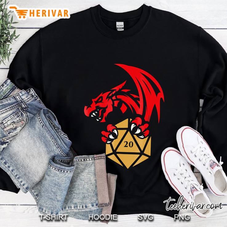 Dragon With D20 Dice Polyhedral Dice Collector Shirt Sweatshirt