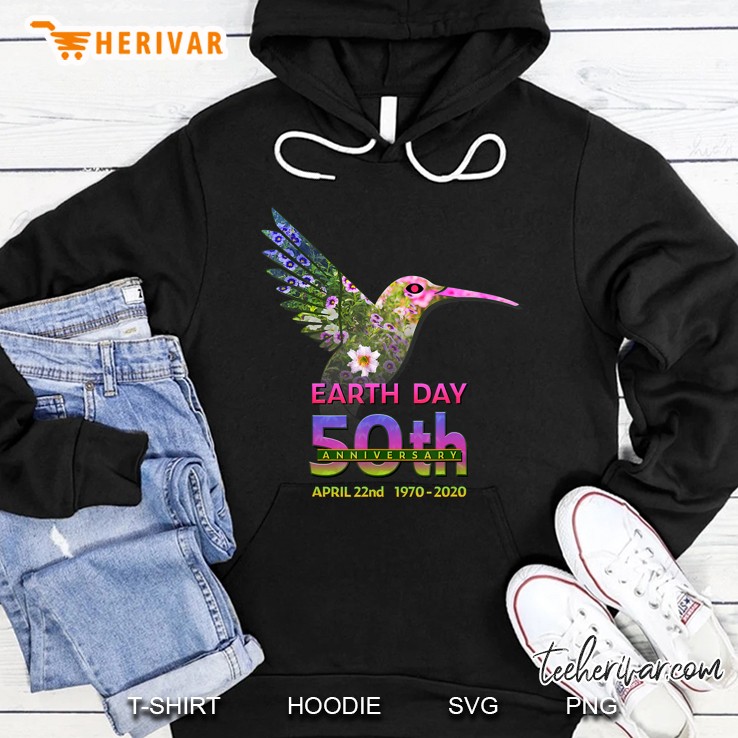 Earth Day 50Th Anniversary Hummingbird Silhouette Hoodie