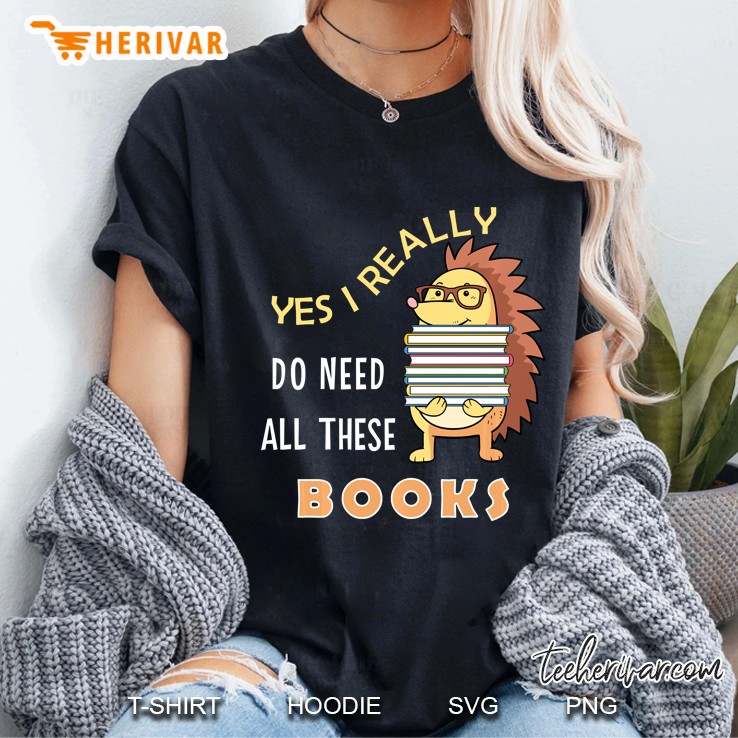 Hedgehog Book Lovers Funny Reading Books Library Literacy Ladies Tee