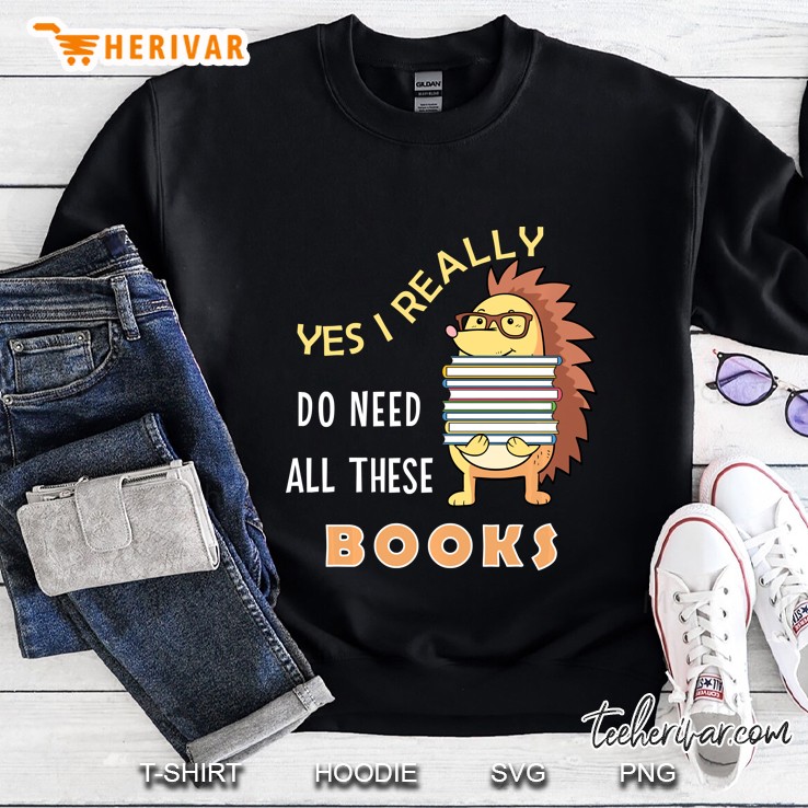 Hedgehog Book Lovers Funny Reading Books Library Literacy Sweatshirt