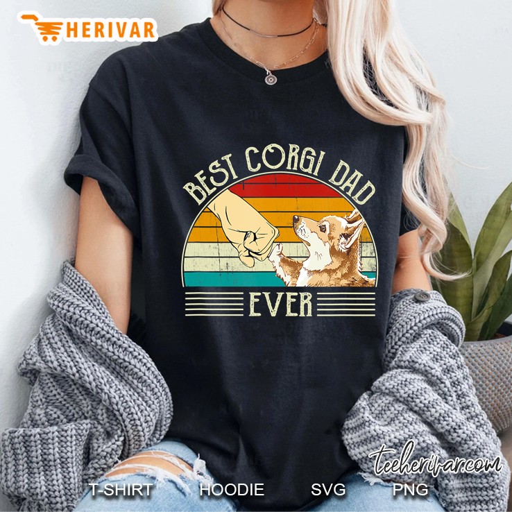 Retro Vintage Best Corgi Dad Ever Ladies Tee