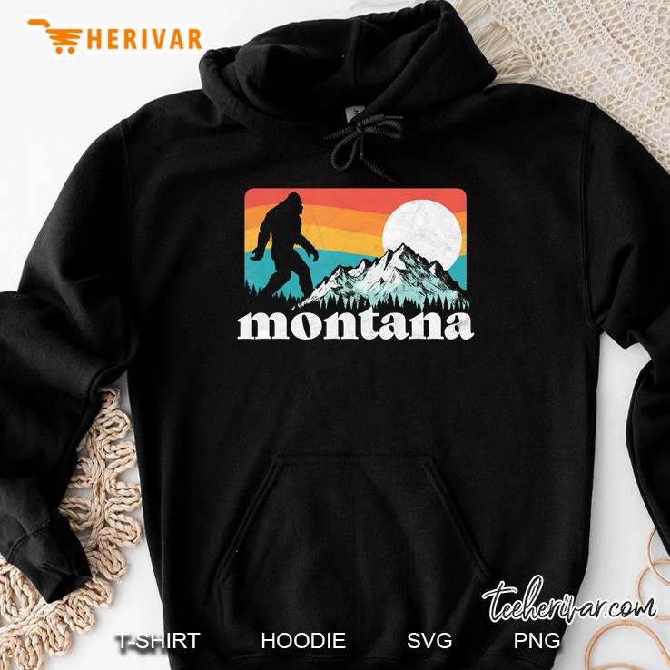 State Of Montana Retro Bigfoot Mountains Hoodie