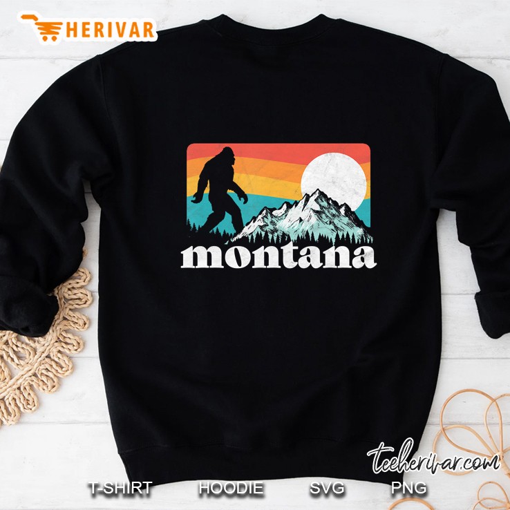 State Of Montana Retro Bigfoot Mountains Sweatshirt