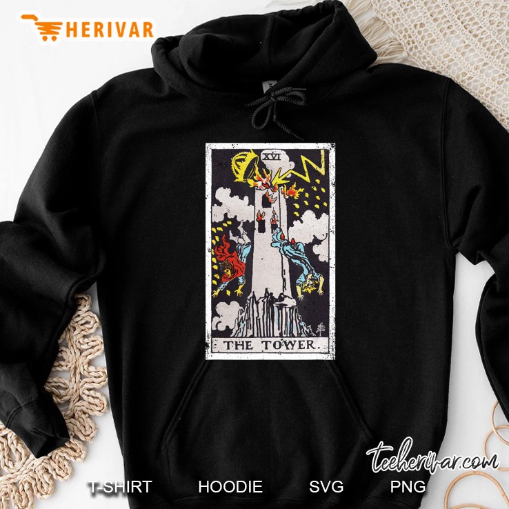 The Tower Tarot Card Xvi (Vintage Design) Hoodie