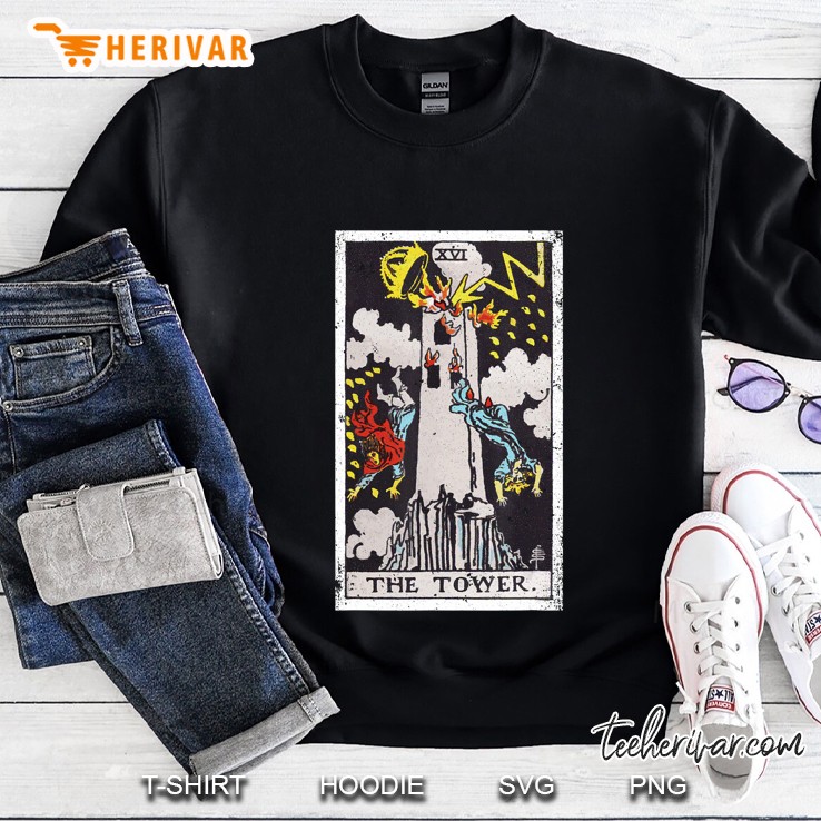 The Tower Tarot Card Xvi (Vintage Design) Sweatshirt