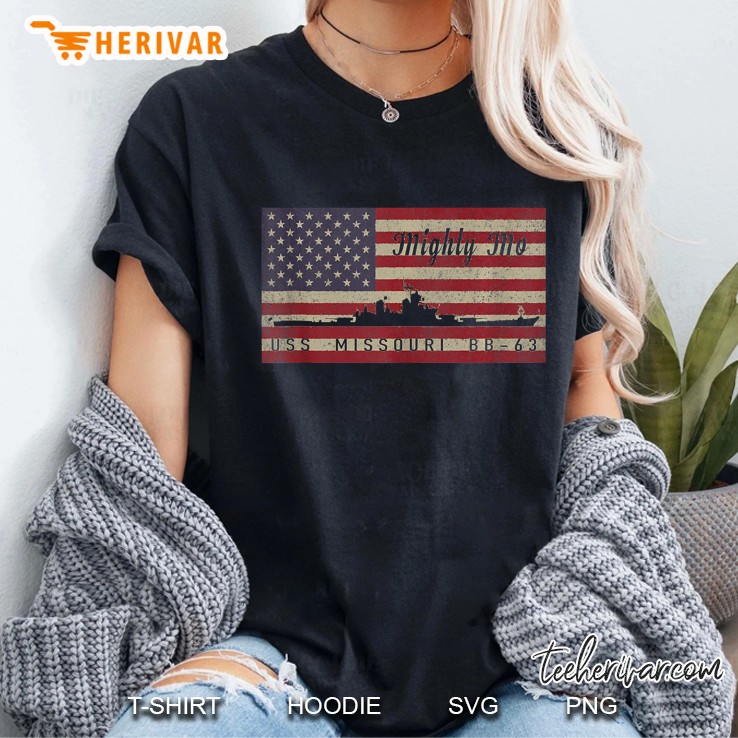 Uss Missouri Bb-63 Battleship Gift Usa American Flag Tank Top Ladies Tee