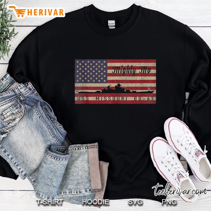 Uss Missouri Bb-63 Battleship Gift Usa American Flag Tank Top Sweatshirt