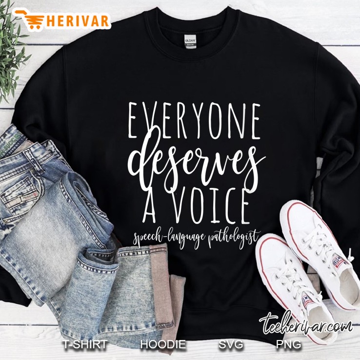 Womens Everyone Deserves A Voice Slp Gift For Speech Therapist V-Neck Mugs