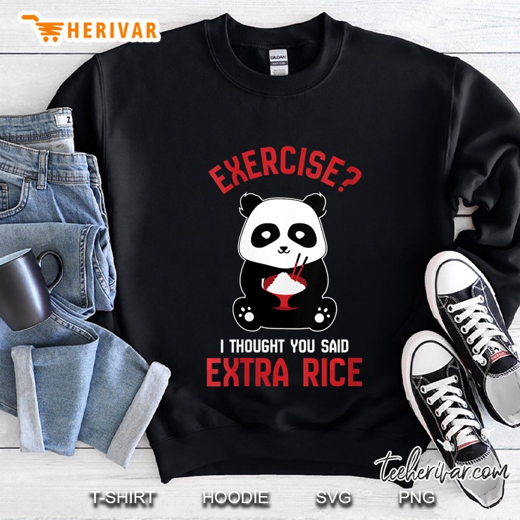 Womens Funny Exercise I Thought You Said Extra Rice Panda Bear Gym V-Neck Mugs