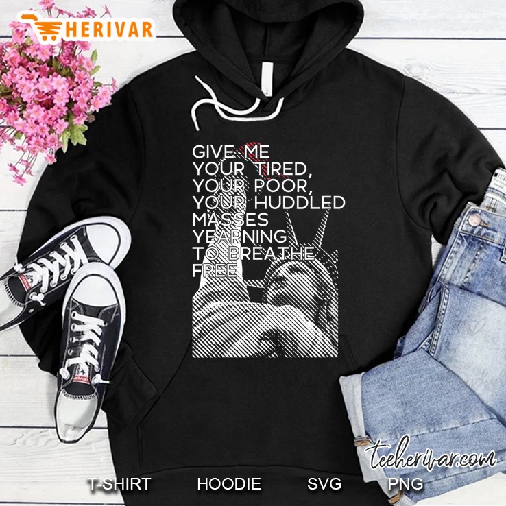 Womens Give Me Your Tired Huddled Masses Statue Of Liberty Meme V-Neck Hoodie