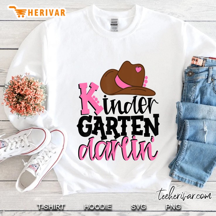 Kindergarten Darlin Cute Cowgirl Pink Girls Kids Cowboy Hat Sweatshirt