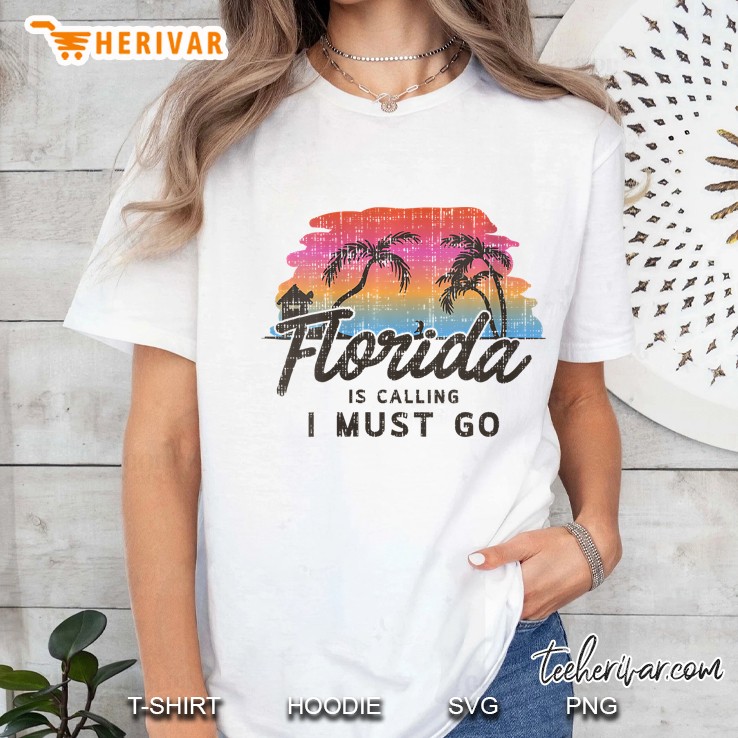 Womens Florida Is Calling I Must Go Summer Vacation Beach Gift Hoodie