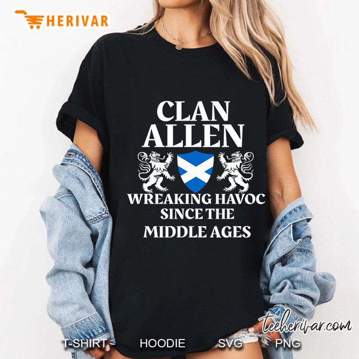 Clan Allen Scottish Family Kilt Tartan Lion Gift Ladies Tee