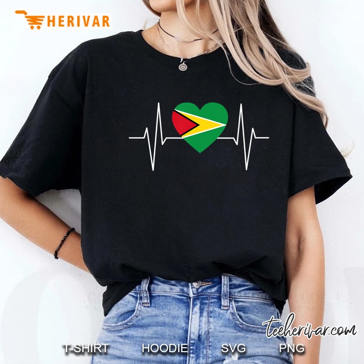 I Love Guyana Guyanese Heartbeat Flag Pride Print Hoodie