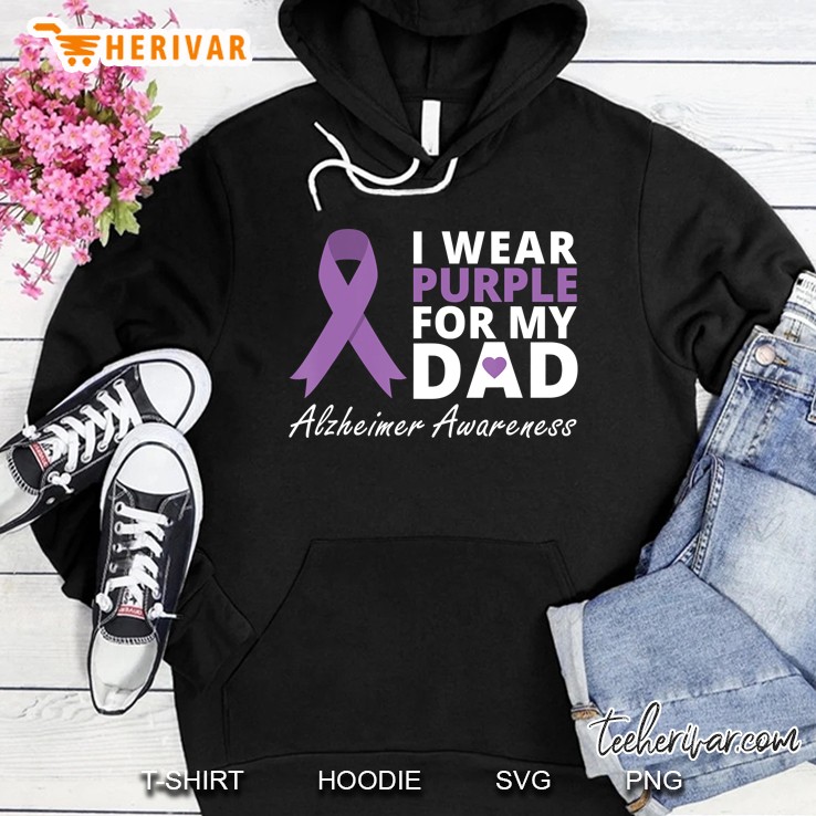 I Wear Purple For My Dad Ribbon Family Love Warrior Hoodie