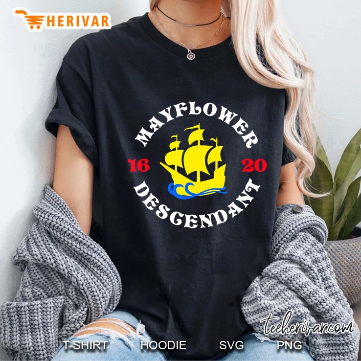 Mayflower Descendant Pilgrim Ship Ladies Tee