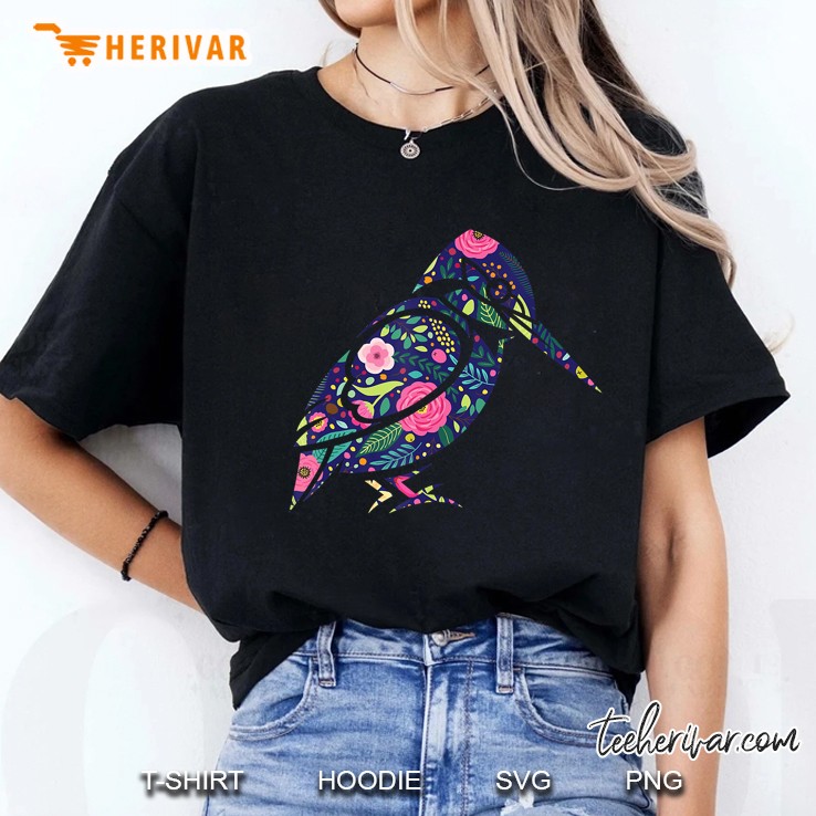 Mosaic Flower Design Kingfishers Cute Gift Ladies Tee