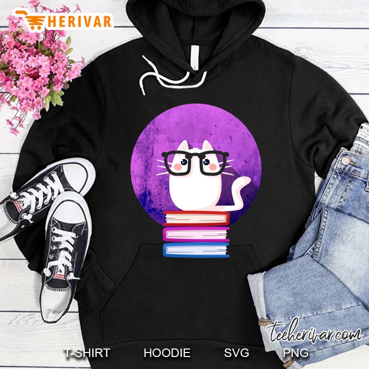 Nerdy Cat Funny Book Nerd Librarians Hoodie