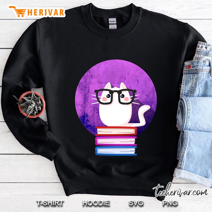 Nerdy Cat Funny Book Nerd Librarians Sweatshirt