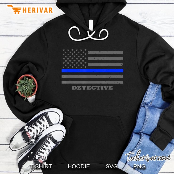 Police Detective Thin Blue Line American Flag Hoodie