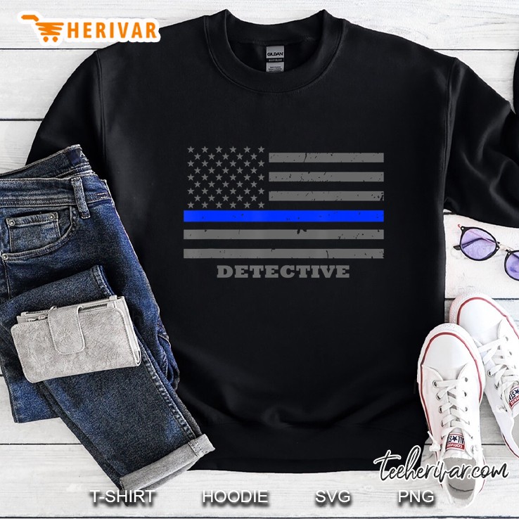 Police Detective Thin Blue Line American Flag Sweatshirt