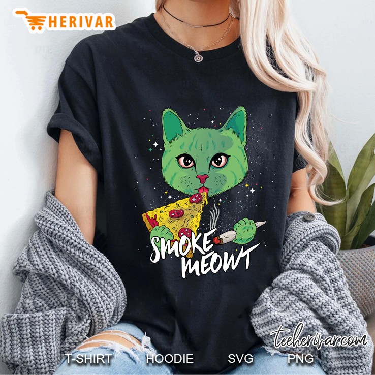 Smoke Meowt Pot Cannabis Stoner Pizza Weed Cat Hoodie