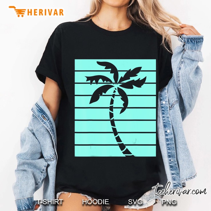 Vintage Retro Turquoise Palm Tree Summer Beaches Love Hoodie